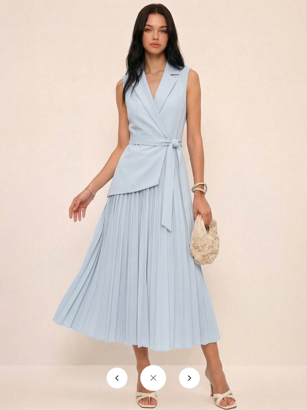 NWT Commense Sleeveless Belted Pleated Blazer Dress Sz M